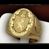 Men's Copper Crown Lion Shield Signet Ring With Engraved Geometric Badge Design Electroplated Fashion Jewelry