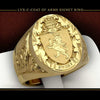Men's Copper Crown Lion Shield Signet Ring With Engraved Geometric Badge Design Electroplated Fashion Jewelry