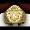 Men's Copper Crown Lion Shield Signet Ring With Engraved Geometric Badge Design Electroplated Fashion Jewelry