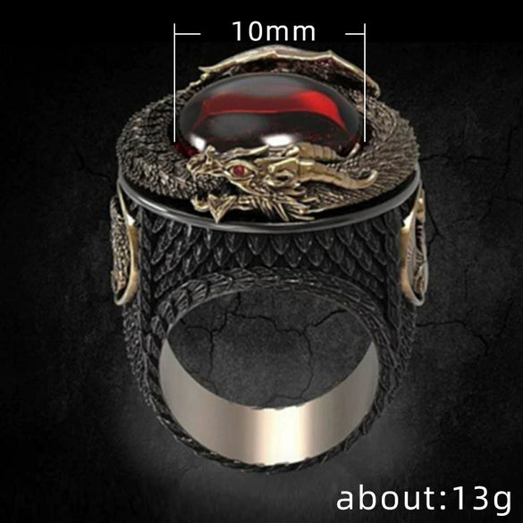 Men's Copper Dragon Ring With Animal Zodiac Pattern And Electroplating Treatment