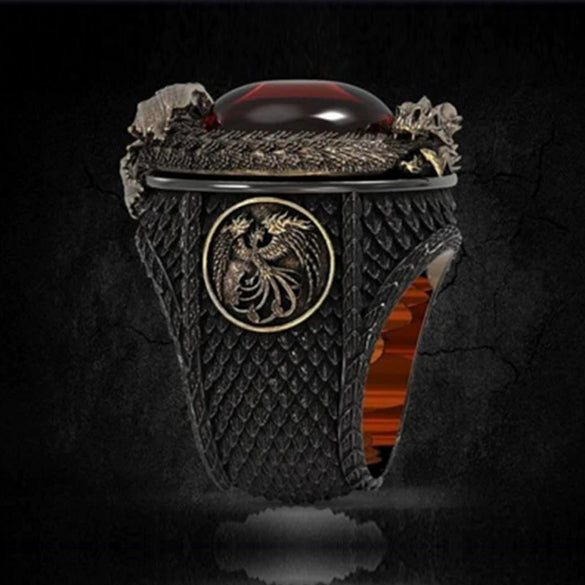 Men's Copper Dragon Ring With Animal Zodiac Pattern And Electroplating Treatment