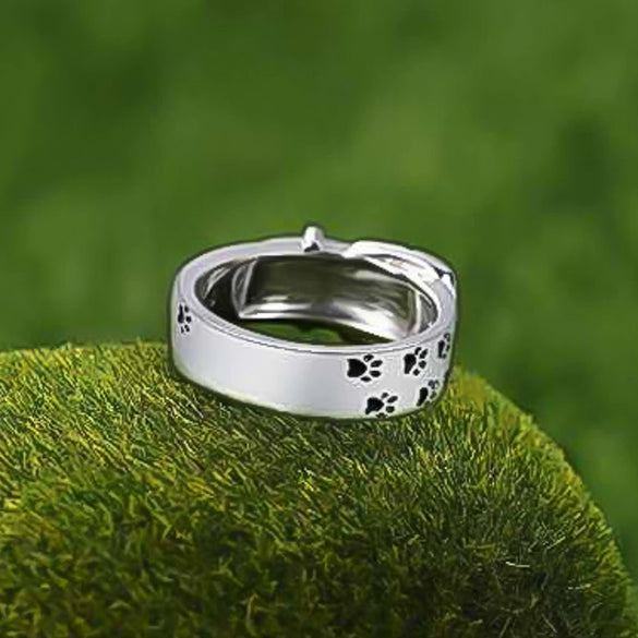 Men's Copper Electroplated Puppy Collar Ring Cute Geometric Fashion Jewelry Accessory