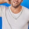 Men's Copper Geometric Cross Pendant Necklace With Electroplated Cuban Chain Fashion Hip Hop Boyfriend Style