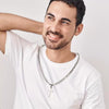 Men's Copper Geometric Cross Pendant Necklace With Electroplated Cuban Chain Fashion Hip Hop Boyfriend Style