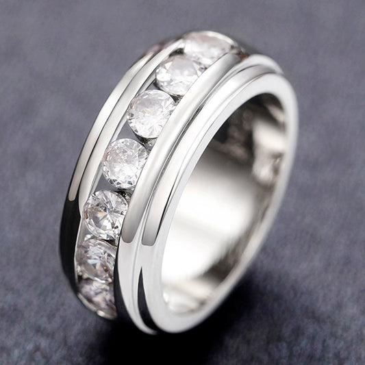 Men's Copper Geometric Zircon Ring