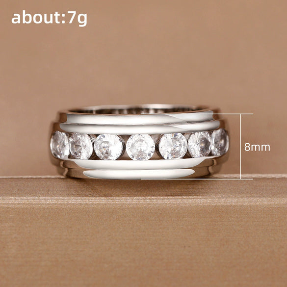 Men's Copper Geometric Zircon Ring