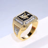Men's Copper Goldplated Eagle Diamond Geometric Ring