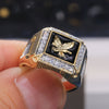 Men's Copper Goldplated Eagle Diamond Geometric Ring