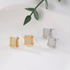 Men's Copper Inlaid Zircon Square Geometric Hiphop Personality Minimalistic Earrings Jewelry
