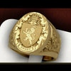 Men's Copper Plated Gold Ring With Lion Shield Badge Sculpture And Animal Zodiac Pattern