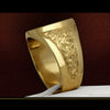 Men's Copper Plated Gold Ring With Lion Shield Badge Sculpture And Animal Zodiac Pattern