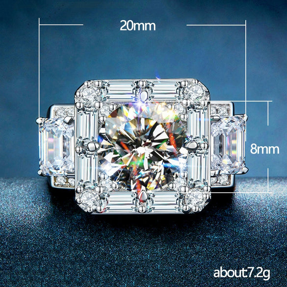 Men's Copper Ring With Geometric Zircon And Small Diamond Platinum Plated