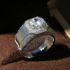 Men's Copper Silver Plated Ring With Geometric Pattern And Simulation Zircon
