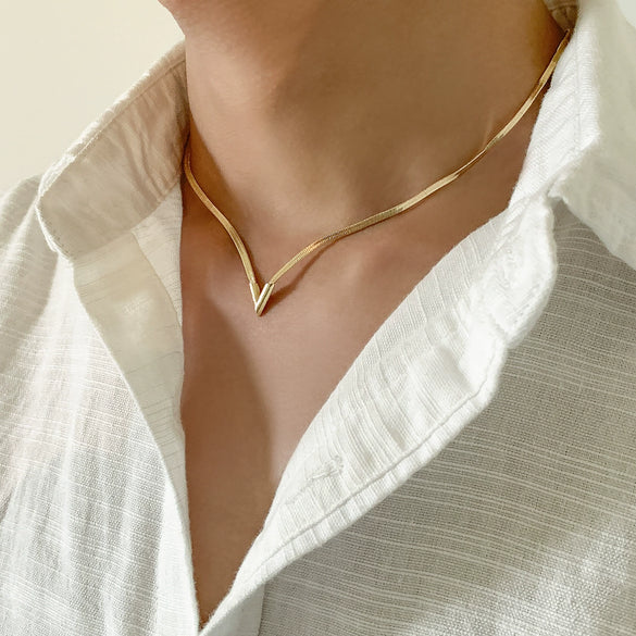 Men's Copper Snake Chain Necklace Geometric Electroplated
