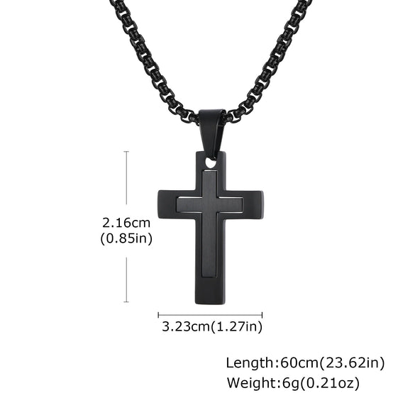 Men's Cross Pendant Necklace Stainless Steel Geometric Fashion Polish