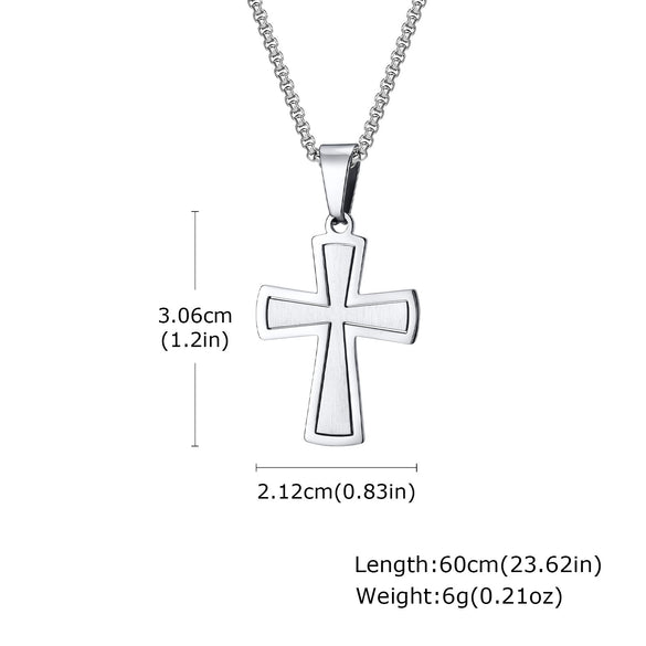 Men's Cross Pendant Necklace Stainless Steel Geometric Fashion Polish