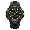 Men's Dual Display Electronic Watch Waterproof Luminous Chronograph Alarm Clock Sports Watch Round Dial Silicone Strap Alloy Case Mineral Glass Mirror