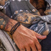 Men's Elastic Multistrand Handmade Bracelet Tiger Eye Black Onyx Wooden Bead Geometric Style