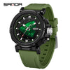 Men's Electronic Quartz Sports Waterproof Alarm Clock Watch Round Dial Alloy Case Silicone Strap Simple Style