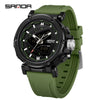 Men's Electronic Quartz Sports Waterproof Alarm Clock Watch Round Dial Alloy Case Silicone Strap Simple Style