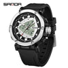 Men's Electronic Quartz Sports Waterproof Alarm Clock Watch Round Dial Alloy Case Silicone Strap Simple Style