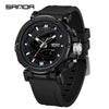 Men's Electronic Quartz Sports Waterproof Alarm Clock Watch Round Dial Alloy Case Silicone Strap Simple Style