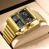 Men's Electronic Quartz Watch Alloy Case Stainless Steel Strap Square Dial Multifunctional Sports Waterproof
