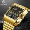 Men's Electronic Quartz Watch Alloy Case Stainless Steel Strap Square Dial Multifunctional Sports Waterproof
