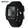 Men's Electronic Quartz Watch Square Alloy Alloy Case Silicone Strap Light Luxury Style Waterproof Multifunctional Dual Display