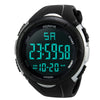 Men's Electronic Watch Digital Display Round Dial Plexiglass Mirror Pu Strap Resin Case Geometric Style Sports Watch Luminous Multifunctional Waterproof
