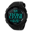 Men's Electronic Watch Digital Display Round Dial Plexiglass Mirror Pu Strap Resin Case Geometric Style Sports Watch Luminous Multifunctional Waterproof