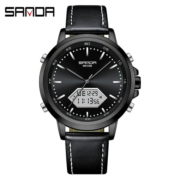 Men's Electronic Watch Waterproof Multifunction Simple Style Zinc Alloy Case Steel Belt Round Dial