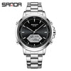 Men's Electronic Watch Waterproof Multifunction Simple Style Zinc Alloy Case Steel Belt Round Dial