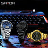 Men's Electronic Watch Waterproof Multifunction Simple Style Zinc Alloy Case Steel Belt Round Dial