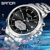 Men's Electronic Watch Waterproof Multifunction Simple Style Zinc Alloy Case Steel Belt Round Dial