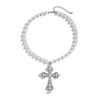 Men's Exaggerated Retro Fashion Geometric Cross Pendant Necklace Handmade With Imitation Pearls And Alloy