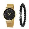 Men's Fashion Alloy Beaded Bracelet With Round Dial