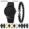 Men's Fashion Alloy Beaded Bracelet With Round Dial