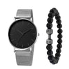 Men's Fashion Alloy Beaded Bracelet With Round Dial