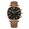 Men's Fashion Alloy Case Imitation Leather Belt Pointer Round Dial Watch With Stainless Steel Clasp