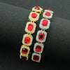 Men's Fashion Alloy Cuban Chain Necklace With Red Geometric Diamond Stitching