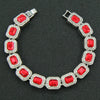 Men's Fashion Alloy Cuban Chain Necklace With Red Geometric Diamond Stitching