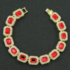 Men's Fashion Alloy Cuban Chain Necklace With Red Geometric Diamond Stitching