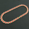 Men's Fashion Alloy Cuban Chain Necklace With Red Geometric Diamond Stitching