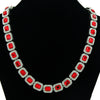 Men's Fashion Alloy Cuban Chain Necklace With Red Geometric Diamond Stitching