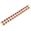 Men's Fashion Alloy Cuban Chain Necklace With Red Geometric Diamond Stitching