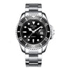 Men's Fashion Automatic Movement Watch With Rotating Outer Ring Stainless Steel Strap Round Dial Waterproof