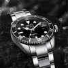 Men's Fashion Automatic Movement Watch With Rotating Outer Ring Stainless Steel Strap Round Dial Waterproof