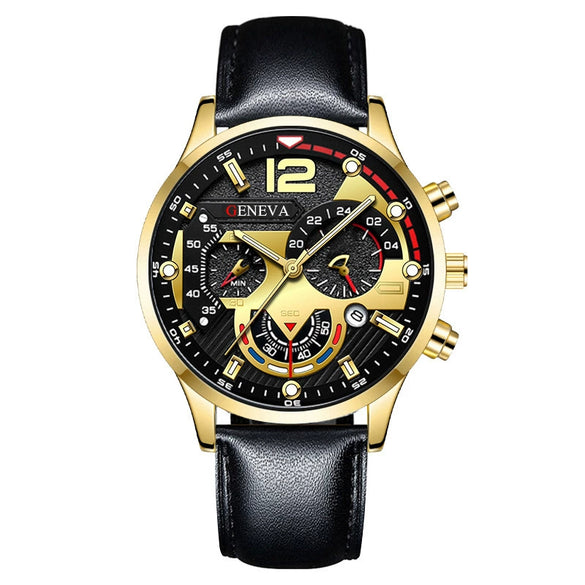 Men's Fashion Belt Watch Metal Round Dial