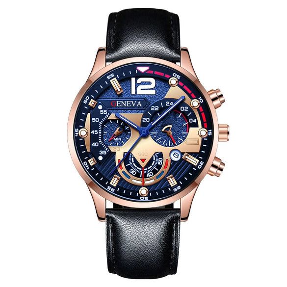 Men's Fashion Belt Watch Metal Round Dial
